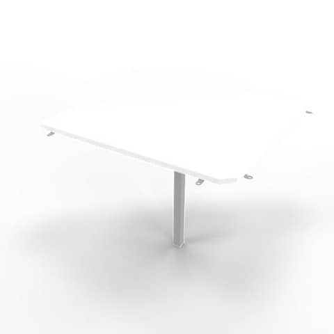 Raccordo 90° piano bianco 84x84xH.75 cm gamba in acciaio argento per scrivanie Practika P1 Quadrifoglio ECRA9001-BA-A