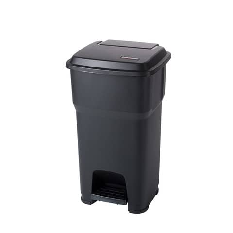 Cestino gettacarte Rotho Hera 60 L con pedale e coperchio nero - F800069