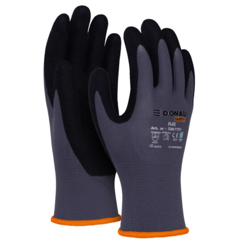 Guanti da lavoro Donau Safety in nylon e rivestiti con schiuma di nitrile sul palmo Tg. 10 - conf. 12 pz - 32061721-10