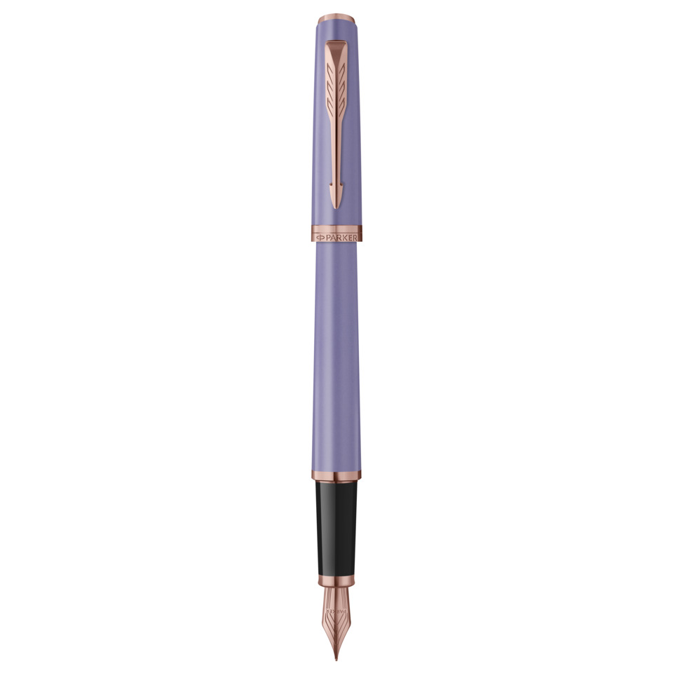 Penna stilografica Parker Meridian Lilla finiture oro rosa - pennino M - inchiostro blu - confezione regalo