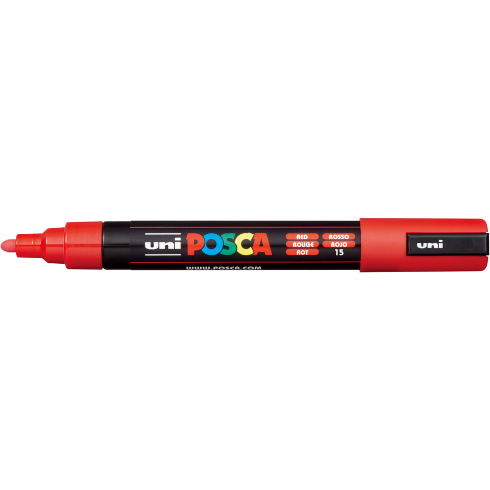 Marcatore a tempera POSCA Uni-Ball punta tonda 1,8-2,5 mm rosso M PC5M R