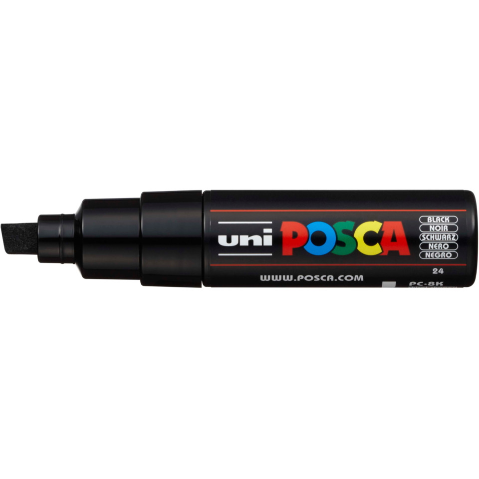 Marcatore a tempera POSCA Uni-Ball punta a scalpello 8 mm nero M PC8K N