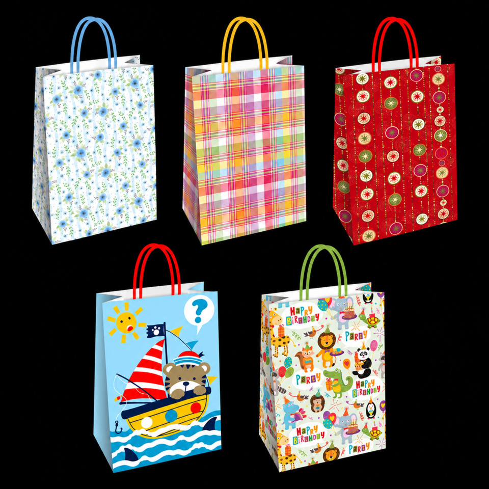 Borsa shopper Florio Carta fantasie assortite - formato 23x10x29 cm - conf. 25 pz - 73204