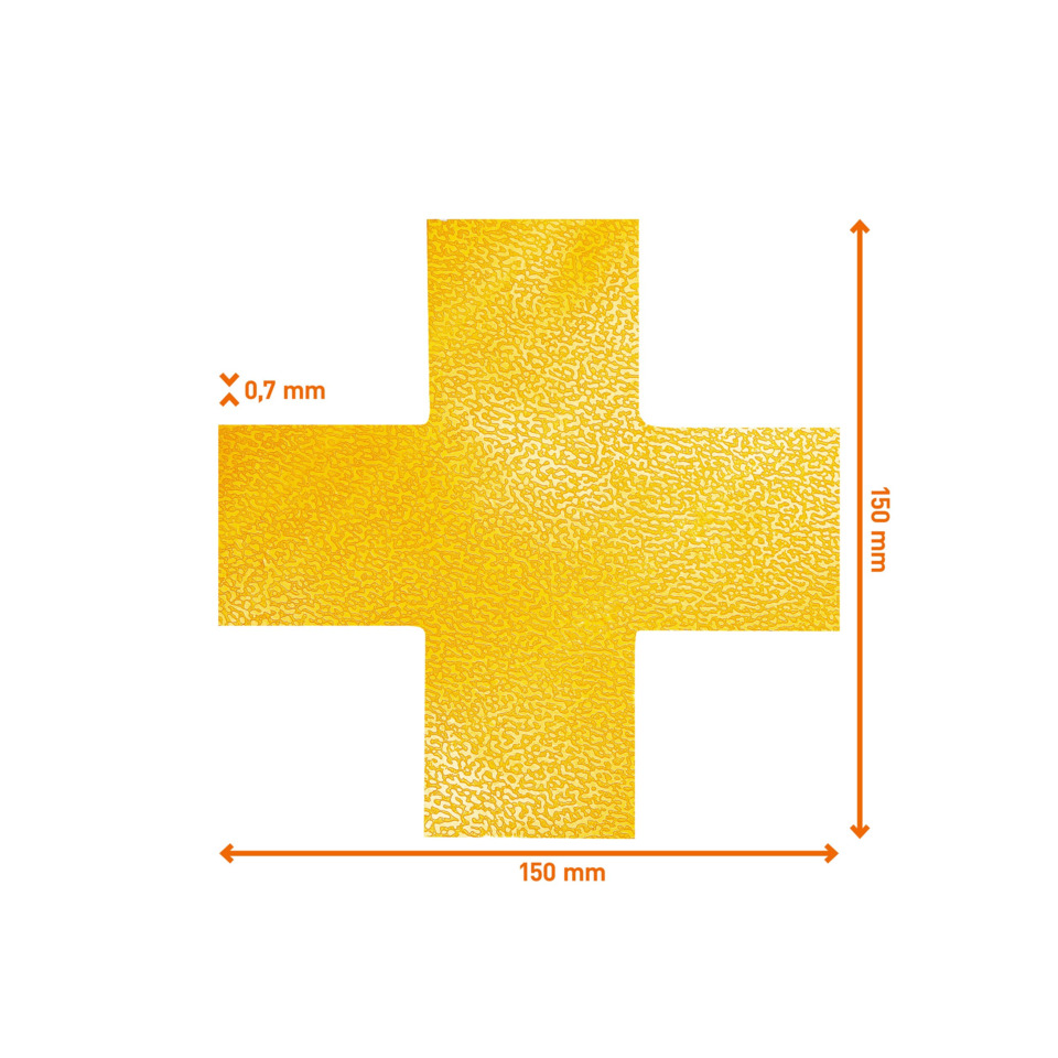 Segnaletica da pavimento forma ''croce'' DURABLE RAL 1003 giallo 15x15 cm Conf. 10 pezzi - 170104