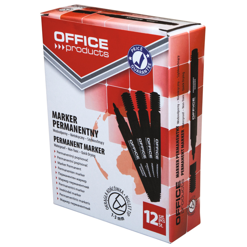 Marcatore permanente Office Products punta tonda 1-3 mm nero conf. 12 pezzi - 17071211-05