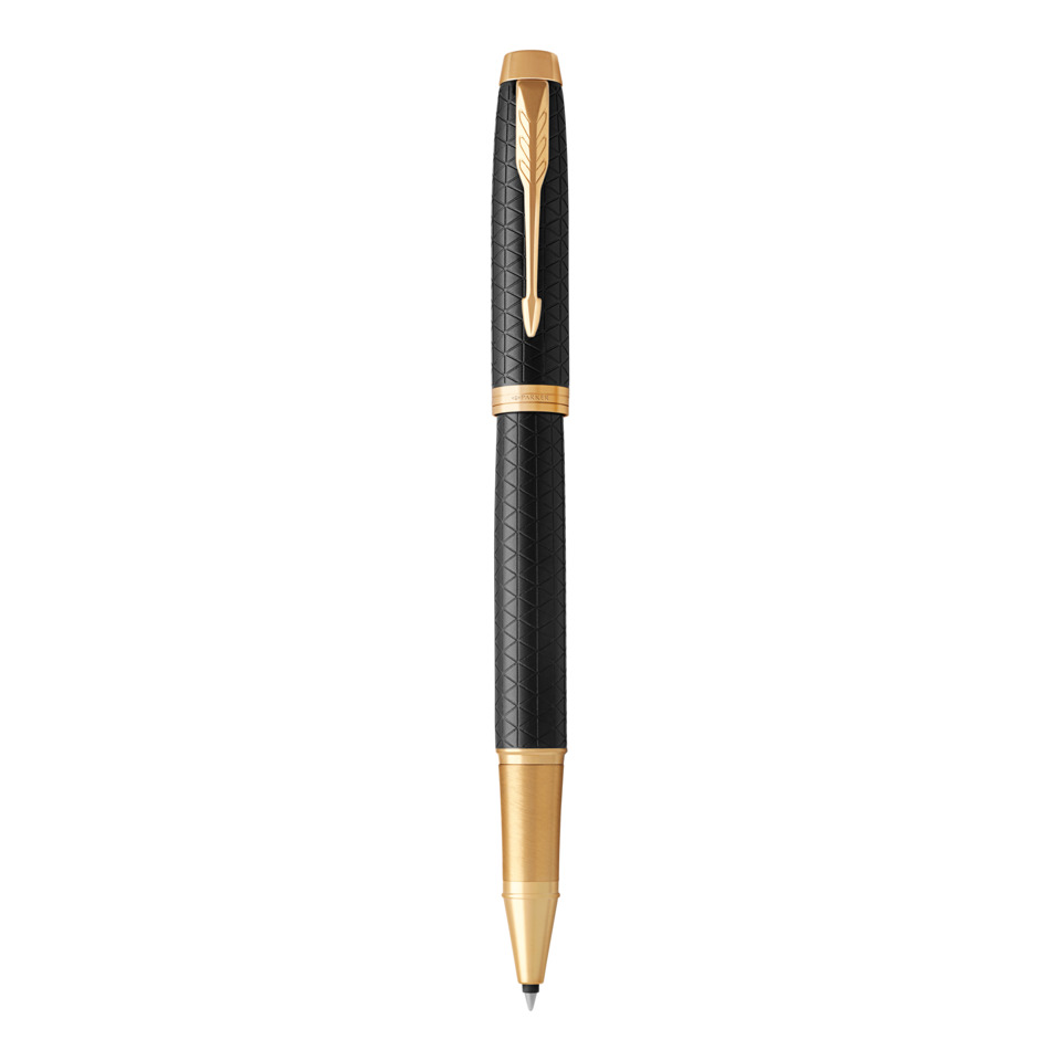 Penna roller Parker IM punta F inchiostro nero Premium Black GT 1931660