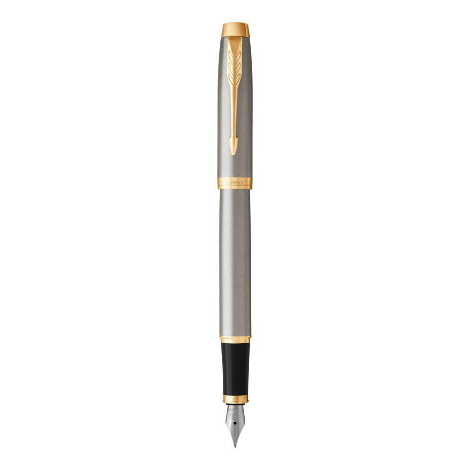 Penna stilografica Parker IM punta M inchiostro blu Brushed Metal GT - 1931656