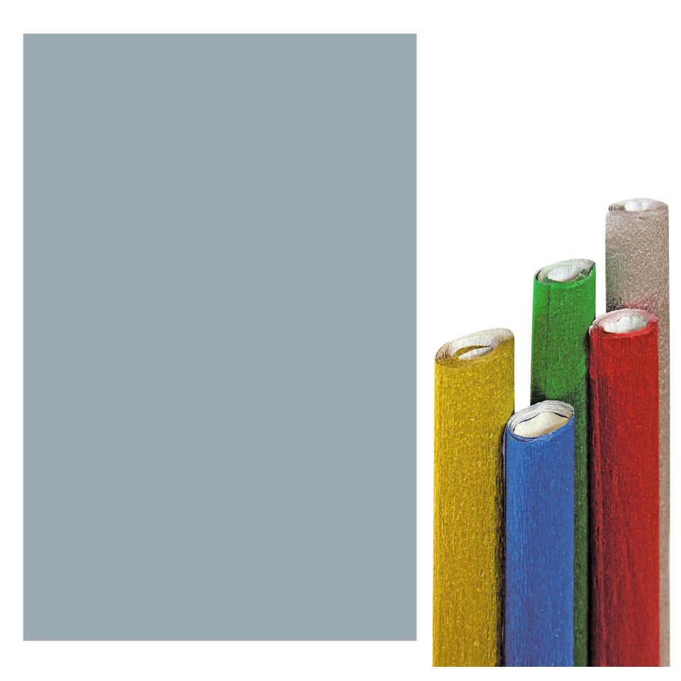 Carta crespa metallizzata Deco 50x150 cm - 51 g/m&sup2; - argento - 2196/2
