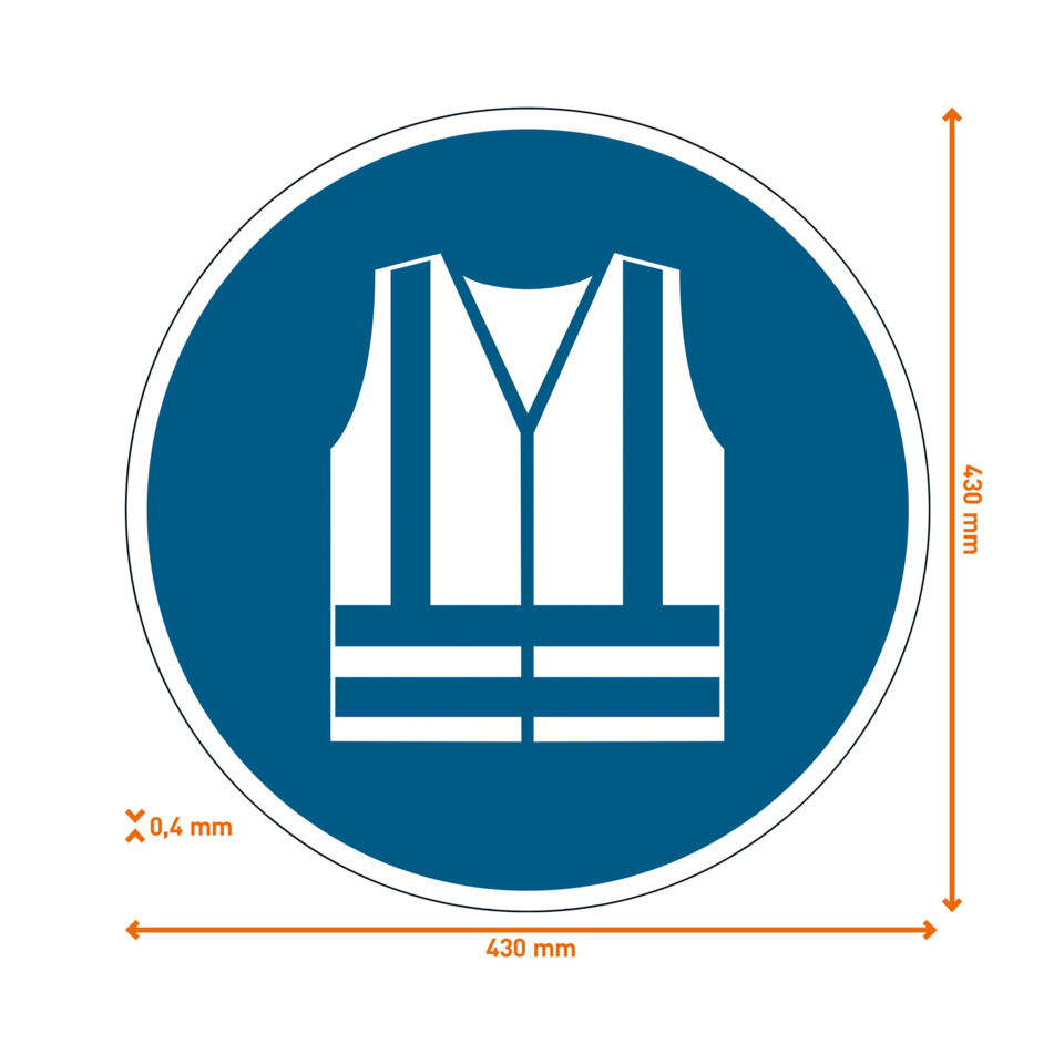 Pittogramma da pavimento ''Gilet di sicurezza alta visibilità obbligatorio'' Durable azzurro Ø 430 mm - 173506